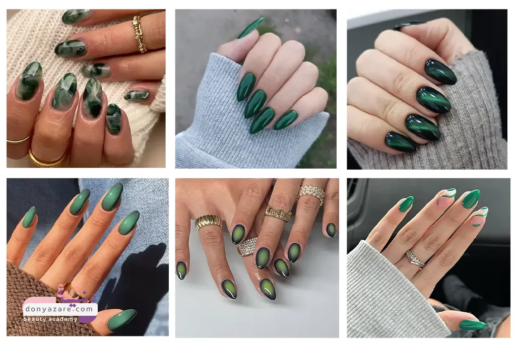 ناخنهای سبز مد روز زنانه
