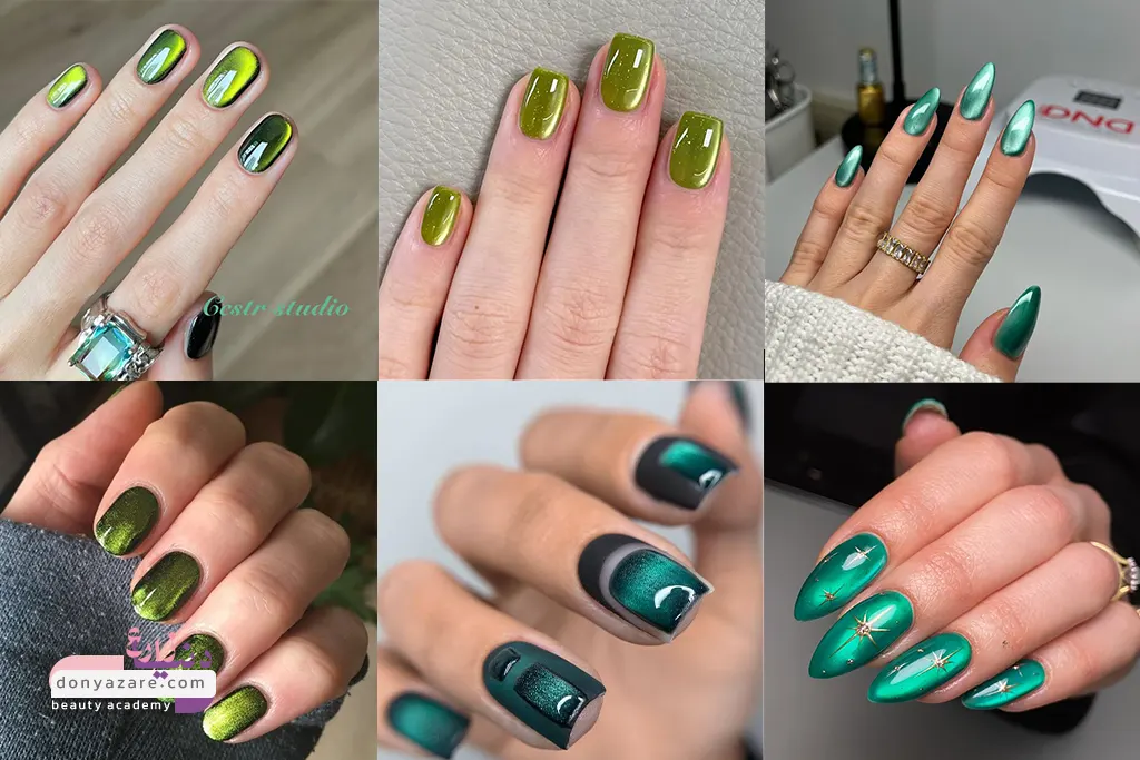 کاشت ناخن مگنتی زمردی