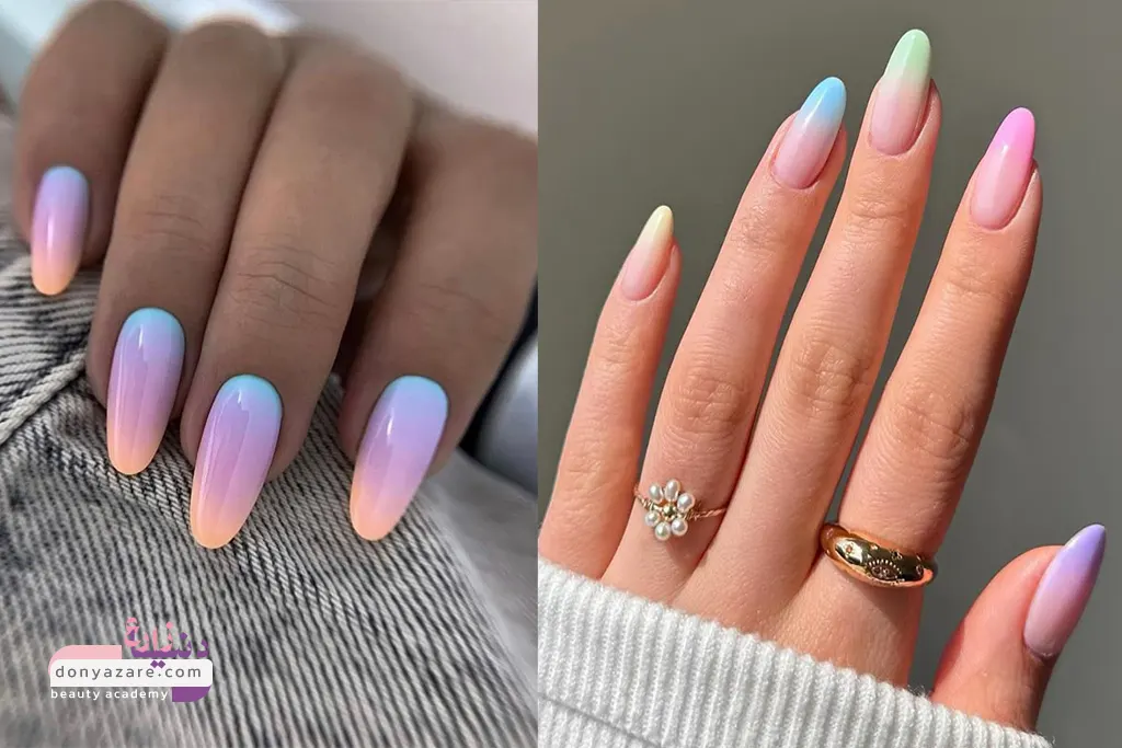 آموزش آمبره ناخن چند رنگ