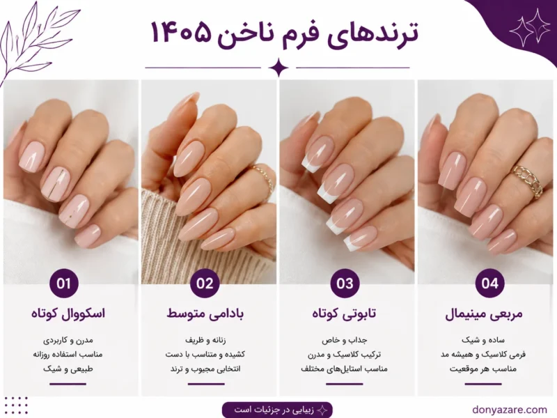 ترند فرم ناخن ۱۴۰۵ - محبوبترین مدلهای امسال